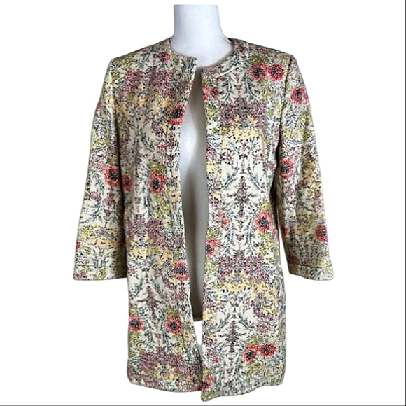 Zara Limited Edition Orange & Cream Open Front Textured Elegance Coat Nwot SizeS - Picture 13 of 13